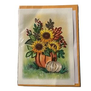 Kingkraft Autumn Sunflower Pumpkin Quilling Card with Envelope